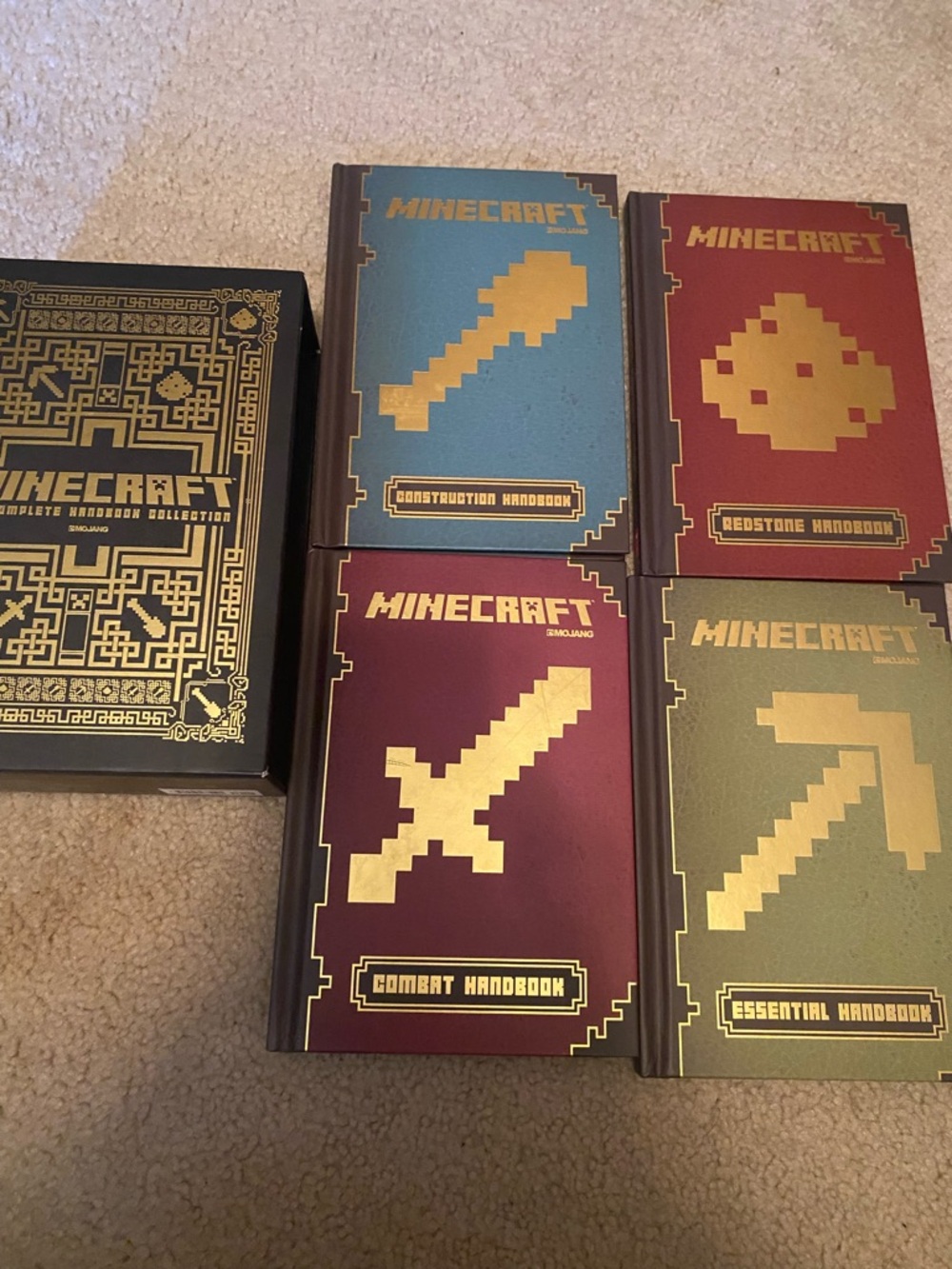 Minecraft Handbook Set in Blue, Red, Maroon, Green & Gold Accents